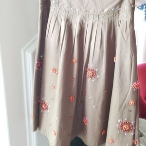 Anthropologie Brown Beaded Skirt Size 2